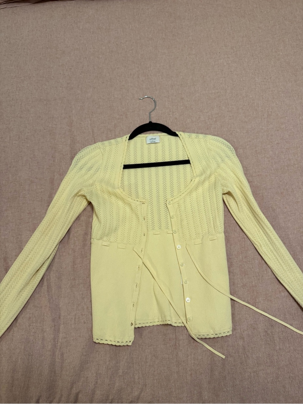 Wilfred Pale Yellow Knit Button-Front Cardigan